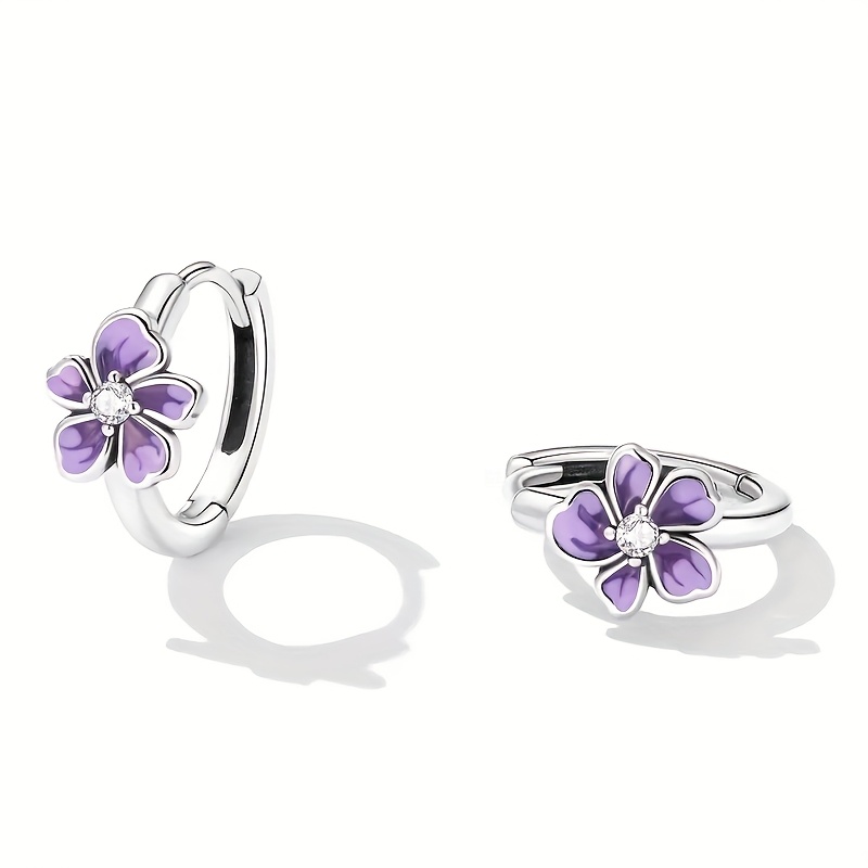 Women's Elegant Morning Glory Floral Hoop Earrings, Delicate Design